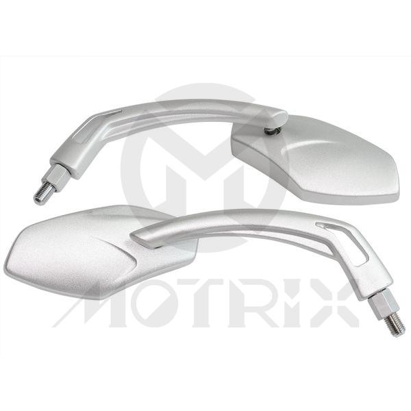 (Pair) Mirror for universal, aluminum silver with 10mm thread