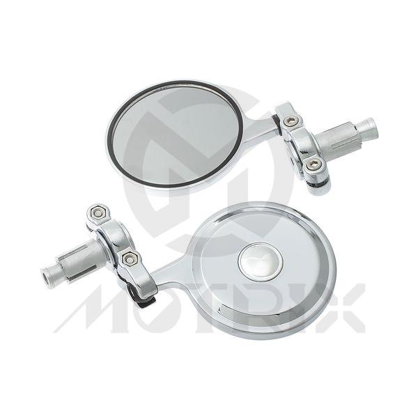 (Pair) Bar end mirror for universal. Chrome