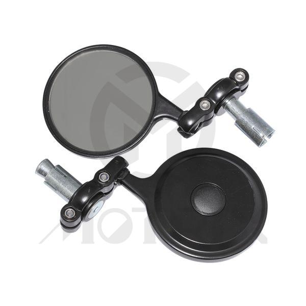 (Pair) Bar end mirror for universal. Black base / Black point