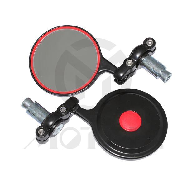 (Pair) Bar end mirror for universal. Black base / Red point