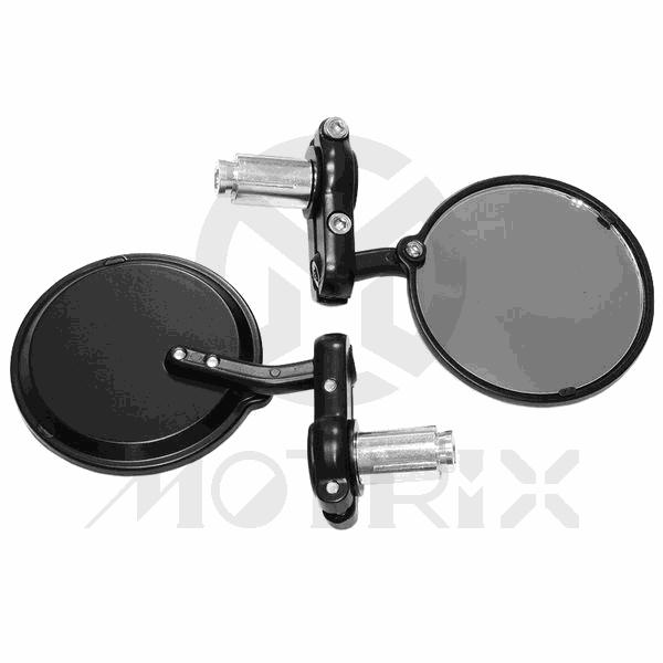 (Pair) Bar end mirror for universal, black (Can add indicator)