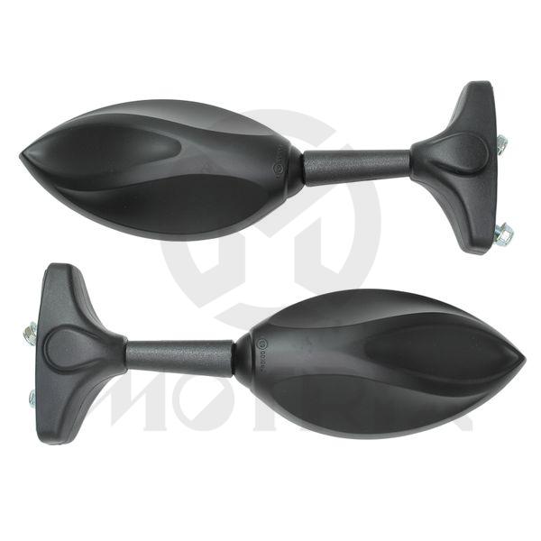(Pair) Mirror for universal, multi adjustable black look mounting points adjustable from 30-50cm, for any sport bike