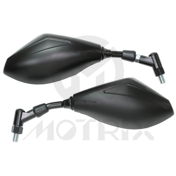 (Pair) Mirror for universal, multi angle. Adjustable, black look, with 10mm thread for any sport bike