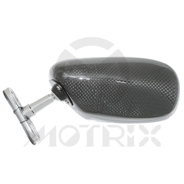 Mirror for universal, racing car style carbon look. With 10mm thread