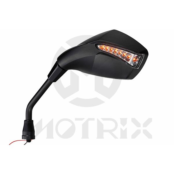 Mirror for universal. Housing : Plastic / Black ; Cap Lock : Plastic / Black ; Stay : Steel / Black