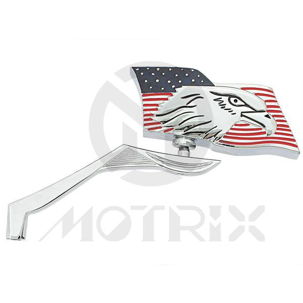 Mirror for universal, alloy eagle and flag style, chrome