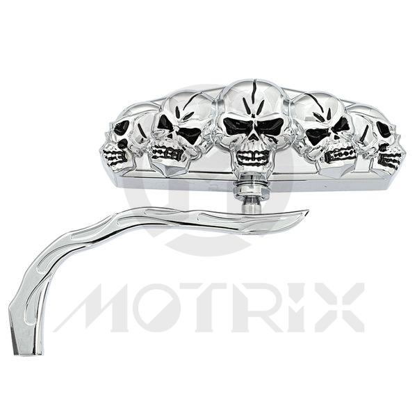 (1 PC) Mirror for universal, alloy five skulls style, chrome