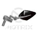End bar mirror for universal. Housing : Plastic / Black ; Stay : Aluminum / Black
