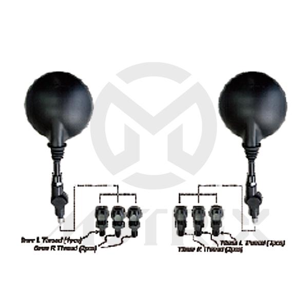 (Pair) Mirror for universal. Housing : Plastic / Black ; Stay : Steel / Black