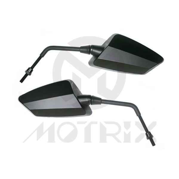 (Pair) Mirror for universal, 8mm thread, black steel arm / black