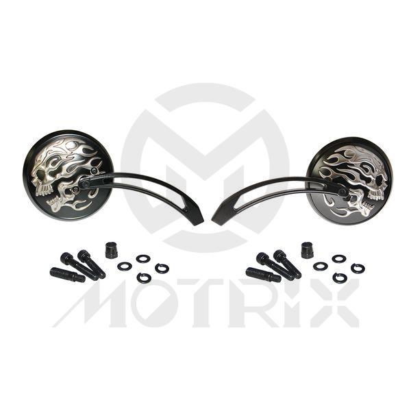 (Pair) Mirror for universal. Die-cast mirrors, mounting hardware included