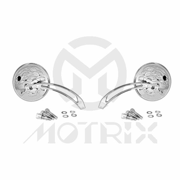 (Pair) Mirror for universal. Die-cast mirrors, mounting hardware included