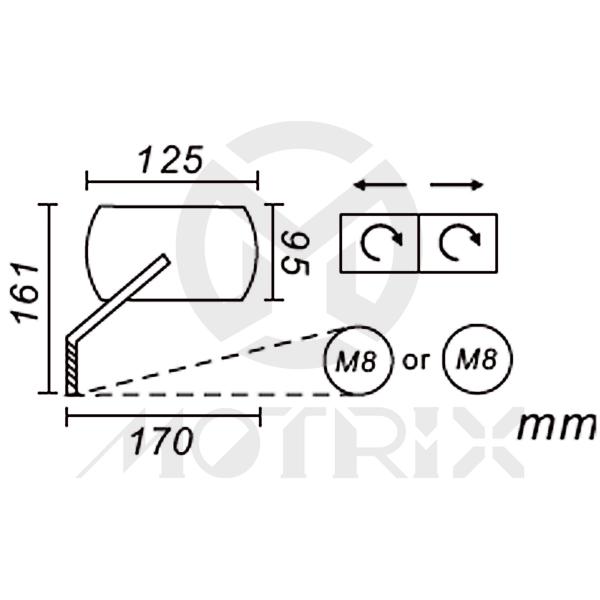 Bar-end mirror black type fit 7/8 inch handlebar
