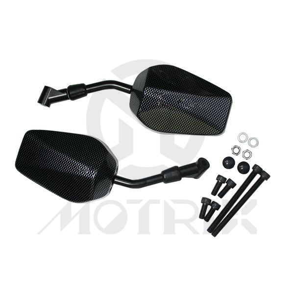 (Pair) Mirror for PEUGEOT SpeedFight2 50, VivaCity 50. With 8mm thread, carbon look
