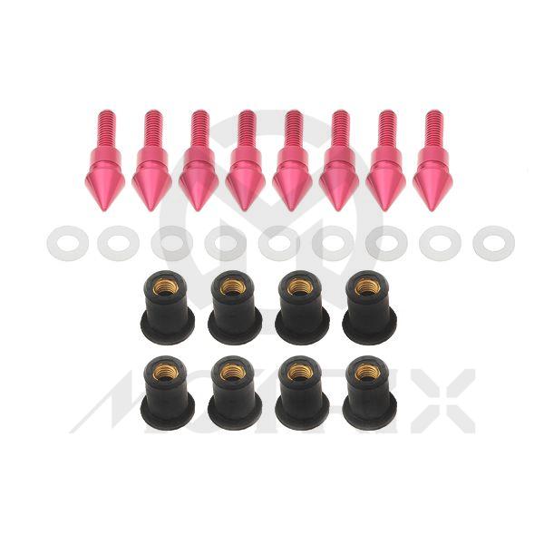 Windowscreen bolt, red M5x15mm 8PCS bolts+ 8PCS well nut+ 8PCS PE washer
