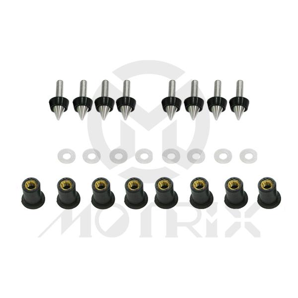 Universal windscreen bolt, M5x15mm bolt, black/chrome