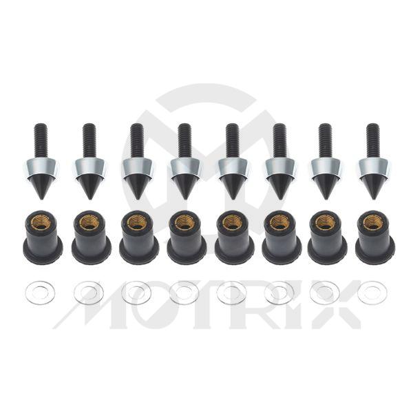 Universal windscreen bolt, M5x15mm bolt, chrome/black