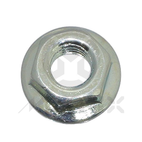 Flanged nut, M5 AF8 P0.8, silver zinc (25PCS/PKG)