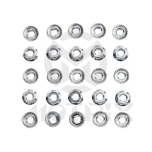 Flanged nut, M6 AF10 P1.0, silver zinc (25PCS/PKG)