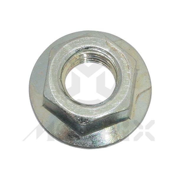 Flanged nut, M8 AF12 P1.25, silver zinc (25PCS/PKG)