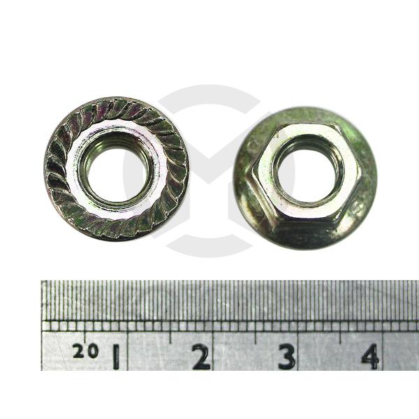 Nuts flanged, M8X12 P1.25, silver zinc (25PCS/PKG)