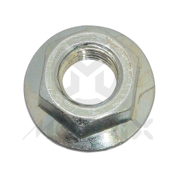 Flanged nut, M10 AF14 P1.25, silver zinc (25PCS/PKG)