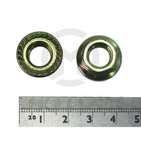 Nuts flanged, M10X14 P1.25, silver zinc (25PCS/PKG)