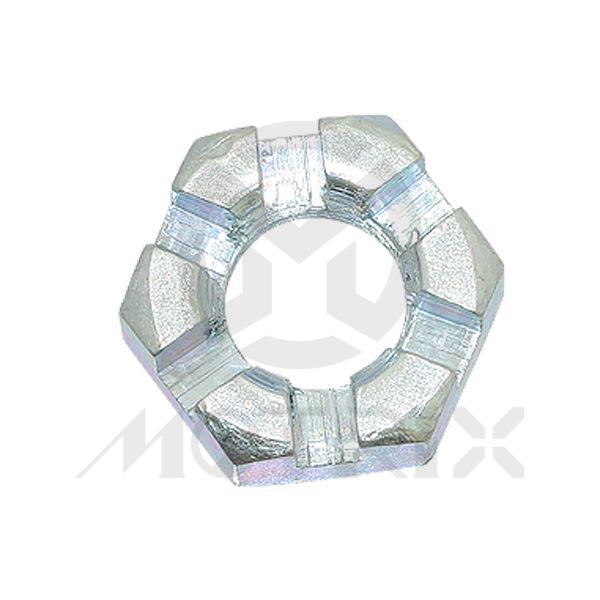 Slotted nut, M10 AF17 P1.25, silver zinc (10PCS/PKG)