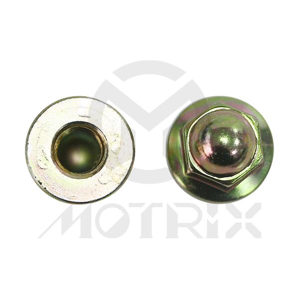 Flanged nuts domed, M8X12 P1.25, silver zinc (25PCS/PKG)