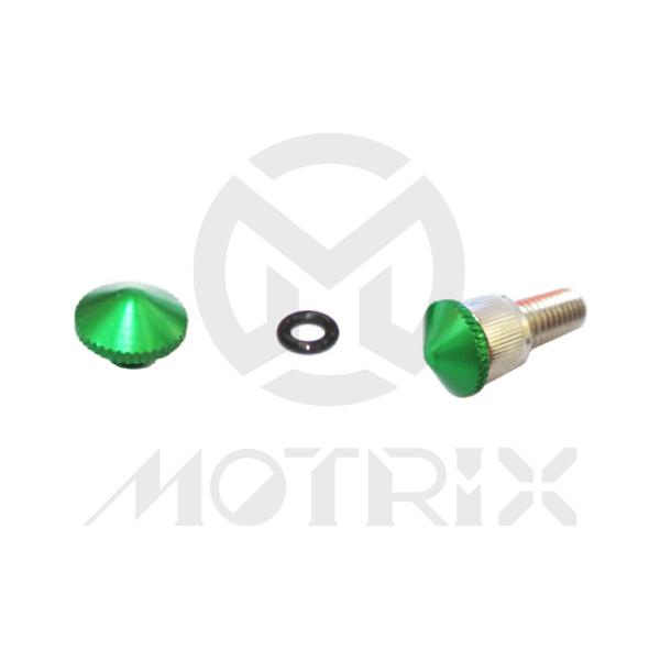 Conical head look aluminum bolt cap, green