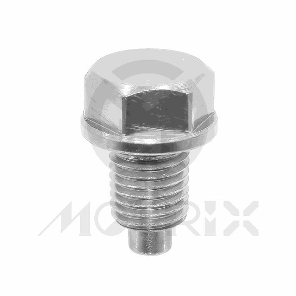 Aluminum oil clean bolt with neodymium magnet, screw thread M 12 x 1.5 mm, sliver