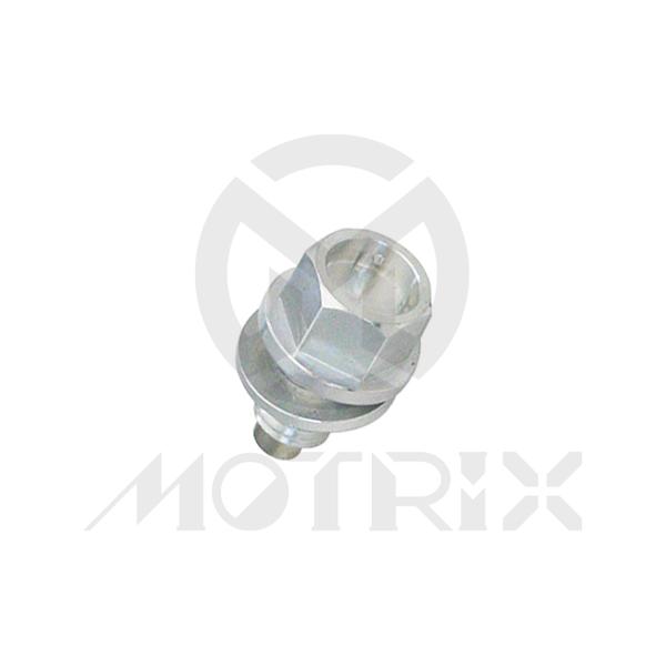Silver magnetic oil drain bolt, screw thread M10xP1.5