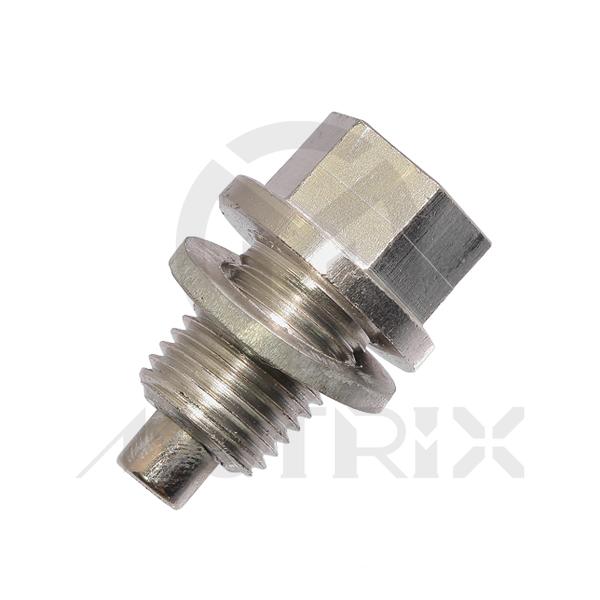 Silver magnetic oil drain bolt, screw thread M12xP1.25