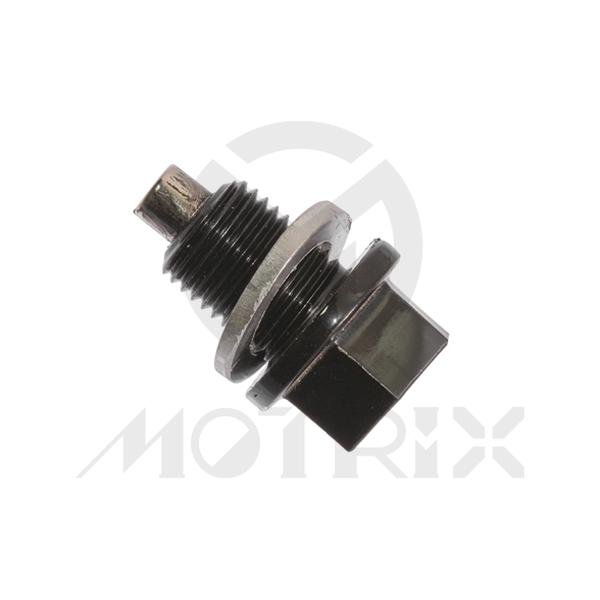 Black magnetic oil drain bolt, screw thread M12xP1.25
