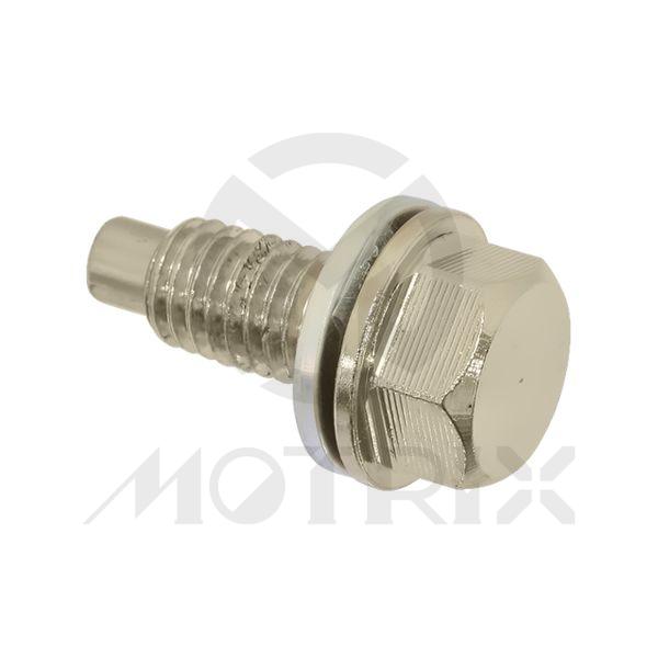 Silver magnetic oil drain bolt, screw thread M8xP1.25