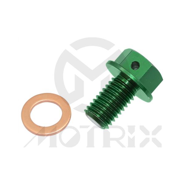 Magnetic oil drain bolt for KAWASAKI KX65, KX85, screw thread M10xP1.5x16, green