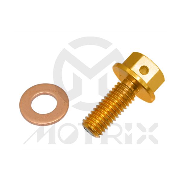 Magnetic oil drain bolt for HONDA CRF450R, SUZUKI RMZ450, screw thread M8xP1.25x20, gold