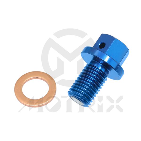 Magnetic oil drain bolt for YAMAHA YZ125, YZ250F, screw thread M10xP1.25x15.5, blue