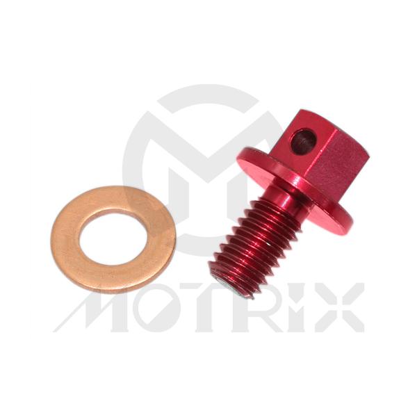 Magnetic oil drain bolt for HONDA CRF150R 07-09, CRF250R/X, CRF450R 02-09, red