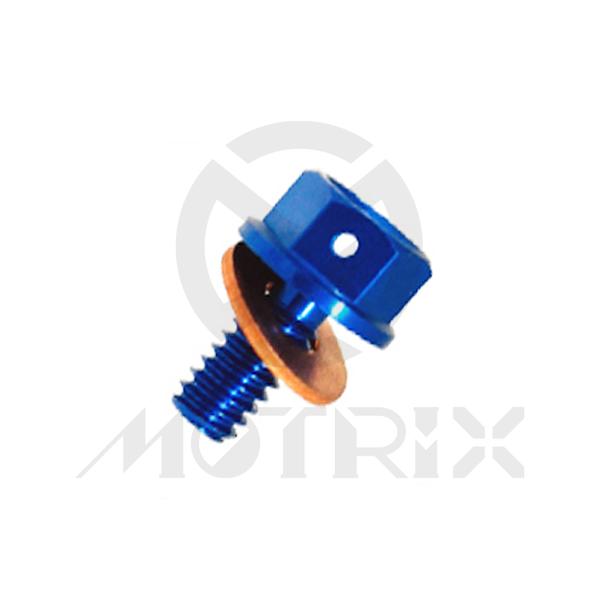 Magnetic oil drain bolt for KAWASAKI KX250/XC/X, screw thread M8XP1.25X15MM, blue