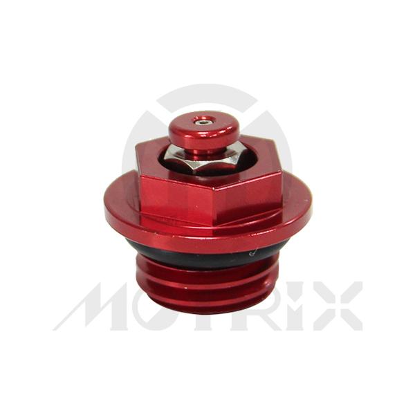 Oil filler cap with bleeder for HONDA CR125-500, CRF450R. Screw thread: M20xP2.5, red