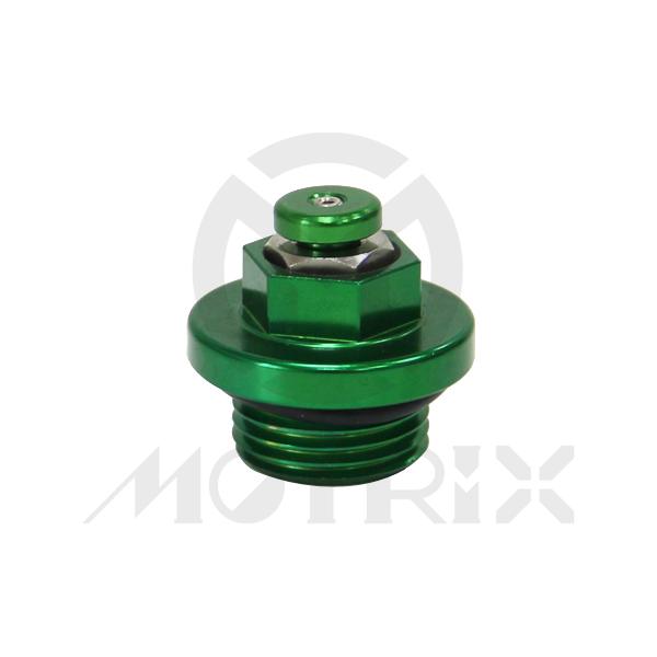 Oil filler cap with bleeder for KAWASAKI KX250, KLX450R. Screw thread: M18xP1.5, green