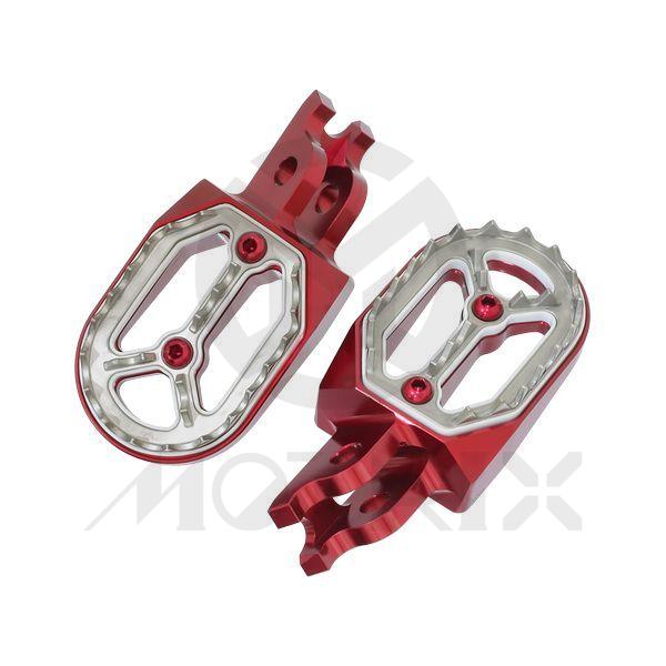 Aluminum/stainless removable cleat foot pegs for HONDA CR125R, CRF150R, CRF250RX, CRF450RX, CRF1000L, red