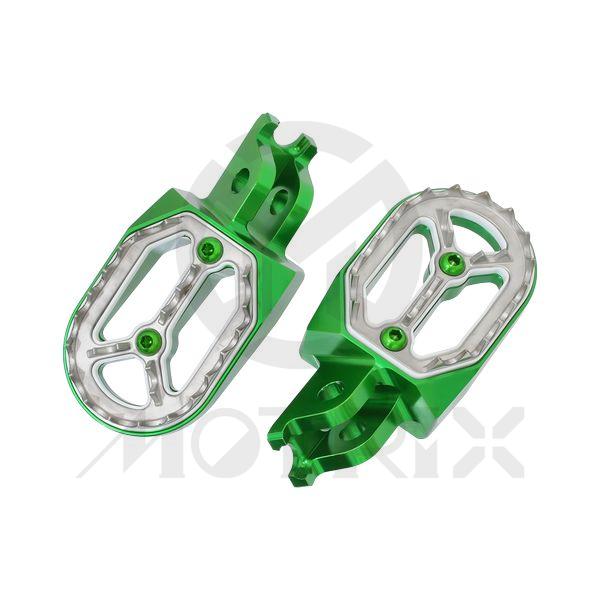 Aluminum/stainless removable cleat foot pegs for KAWASAKI KXF250, KXF450, KX250, KX450, green