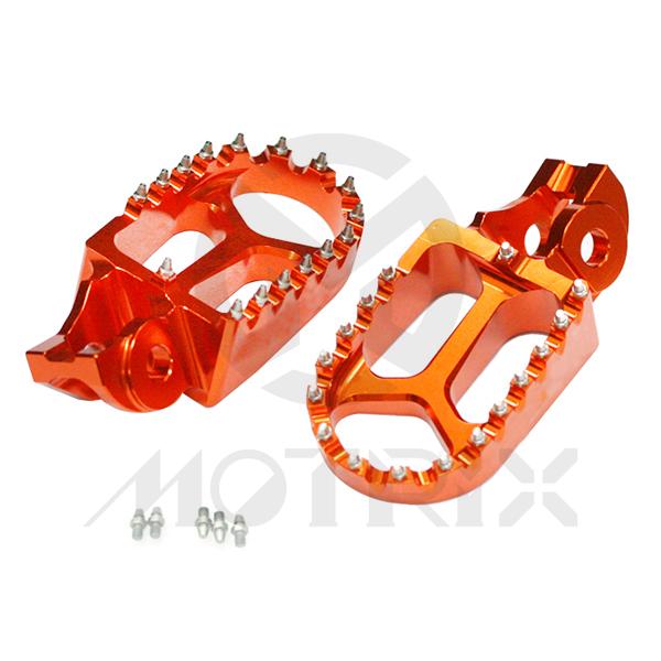 Shorty screw type foot pegs for KTM 85 SX, 125-150 SX, 250-450 SX-F, 250-300 EXC-F, HUSQVARNA TC 85, TC 250, FC 250-450, FE 250-501, orange
