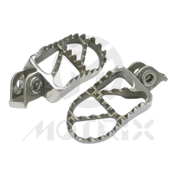 Stainless steel foot pegs for GAS GAS MC-E 5, MC 50, MC 65, XC 250, BETA 125 RR, 250 Xtrainer, 480 RR, SHERCO 125 SE-F, KTM SX, Freeride 250F, HUSQVARNA TC 