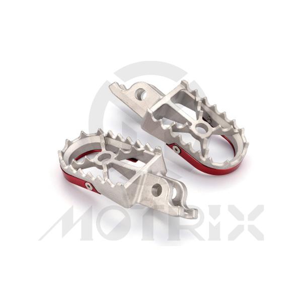 Stainless steel foot pegs for HONDA CR 125R, CR 250R, CRF 150R, CRF 450X, CRF 450X, aluminum base red, G Type