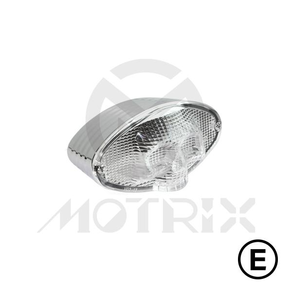 Universal 3D skull tail light, clear lens, chrome base
