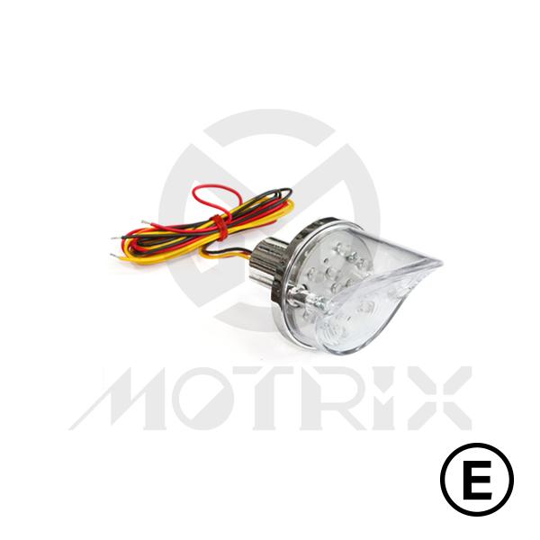 Universal round tail lamp(LED), clear lens, chrome base, with E-mark