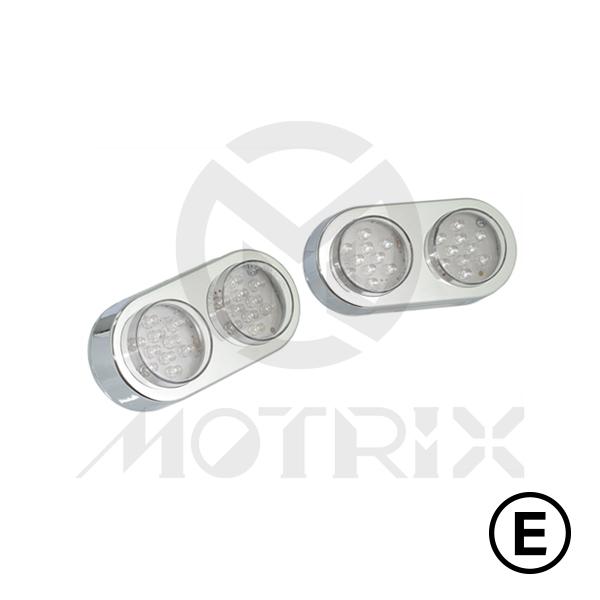 Universal taillight(LED), clear lens, chrome base, with E-mark